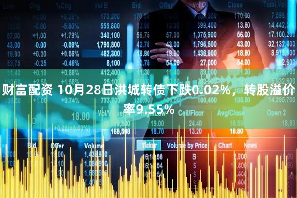 财富配资 10月28日洪城转债下跌0.02%，转股溢价率9.55%